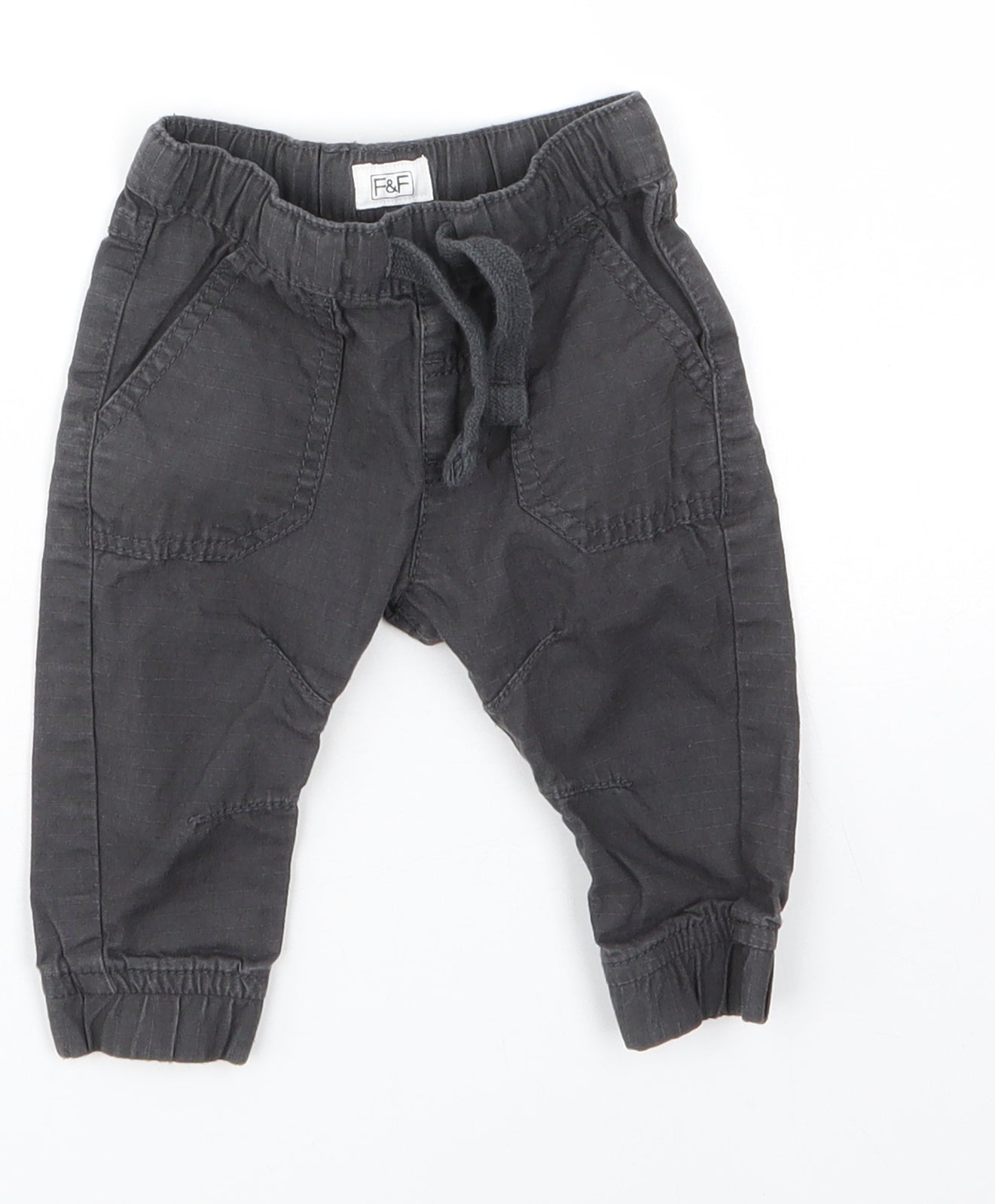 F&F Baby Grey  100% Cotton Jogger Trousers Size 3-6 Months