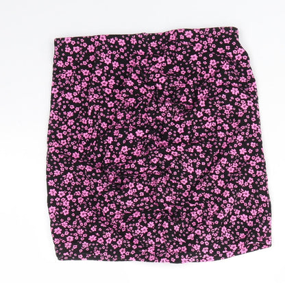 H&M Womens Pink Floral Viscose A-Line Skirt Size S