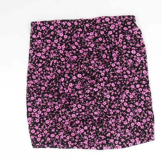 H&M Womens Pink Floral Viscose A-Line Skirt Size S