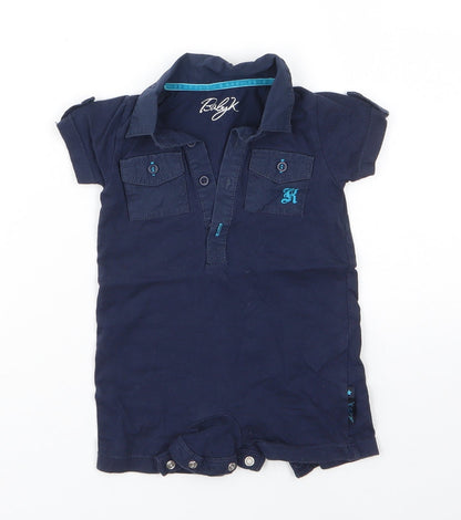 Additional front view of Myleen Klass Baby Blue 100% Cotton Basic Button-Up, size 0-3, Months Collared