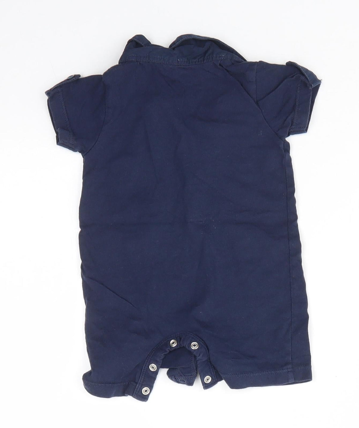 Back view of Myleen Klass Baby Blue 100% Cotton Basic Button-Up, size 0-3, Months Collared