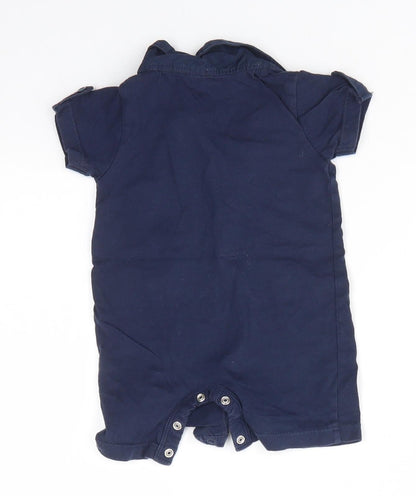 Back view of Myleen Klass Baby Blue 100% Cotton Basic Button-Up, size 0-3, Months Collared