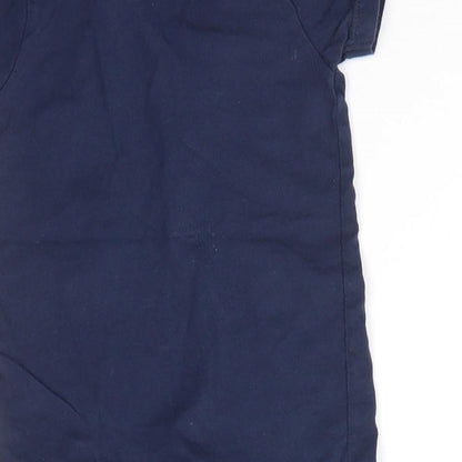 Brand and care label for Myleen Klass Baby Blue 100% Cotton Basic Button-Up, size 0-3, Months Collared