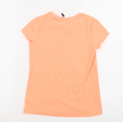 George Girls Orange  Polyester Basic Polo Size 9-10 Years Crew Neck  - Let's Go to The Beach