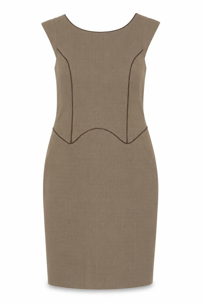 NEXT Womens Beige Polka Dot Polyester Pencil Dress  Size 10  Round Neck Zip