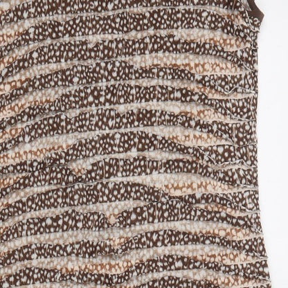 Matalan Womens Brown Animal Print Polyester A-Line  Size 16  Round Neck