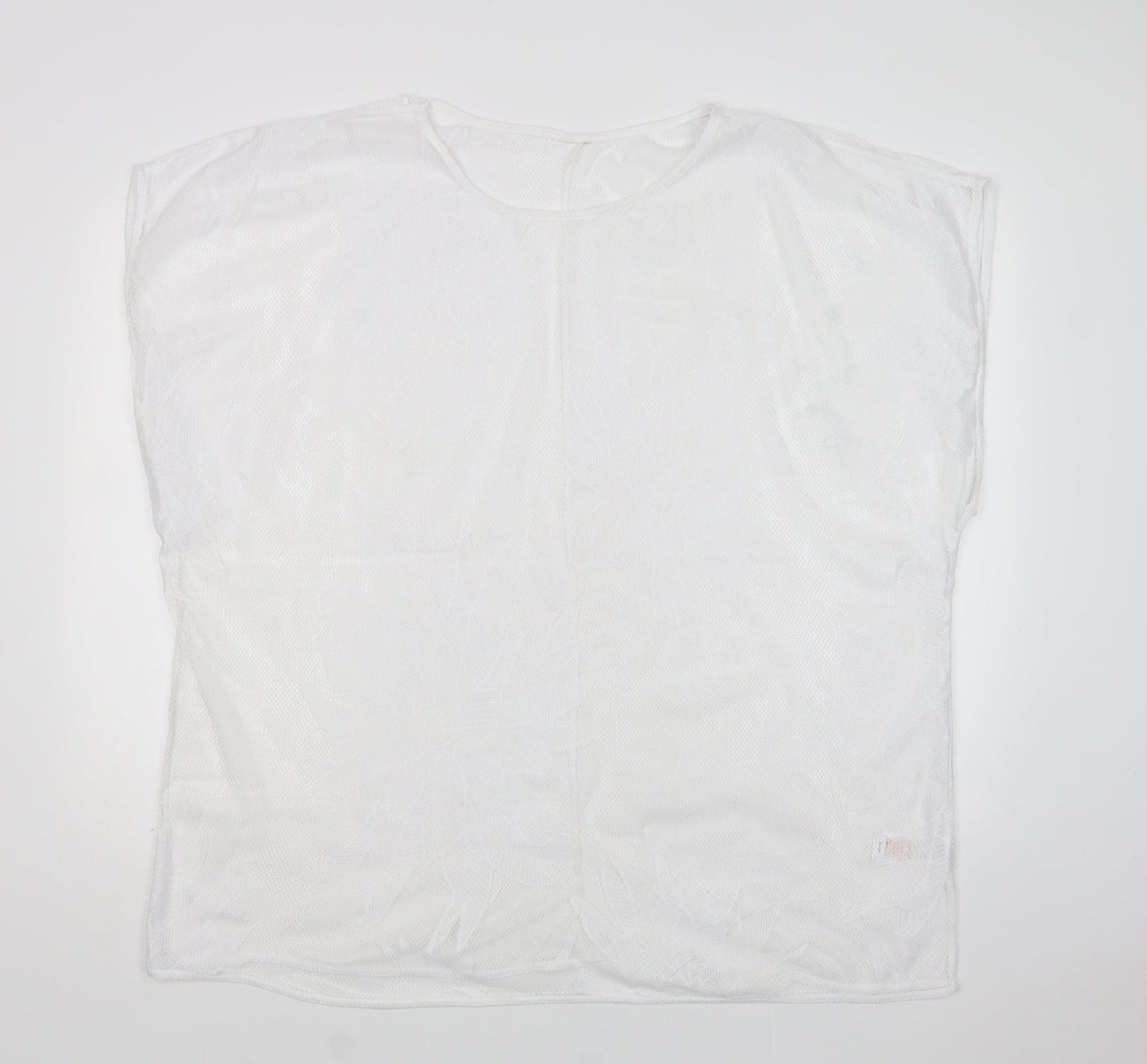 F&F Womens White Floral Polyester Basic Blouse Size XL Crew Neck