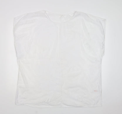 F&F Womens White Floral Polyester Basic Blouse Size XL Crew Neck