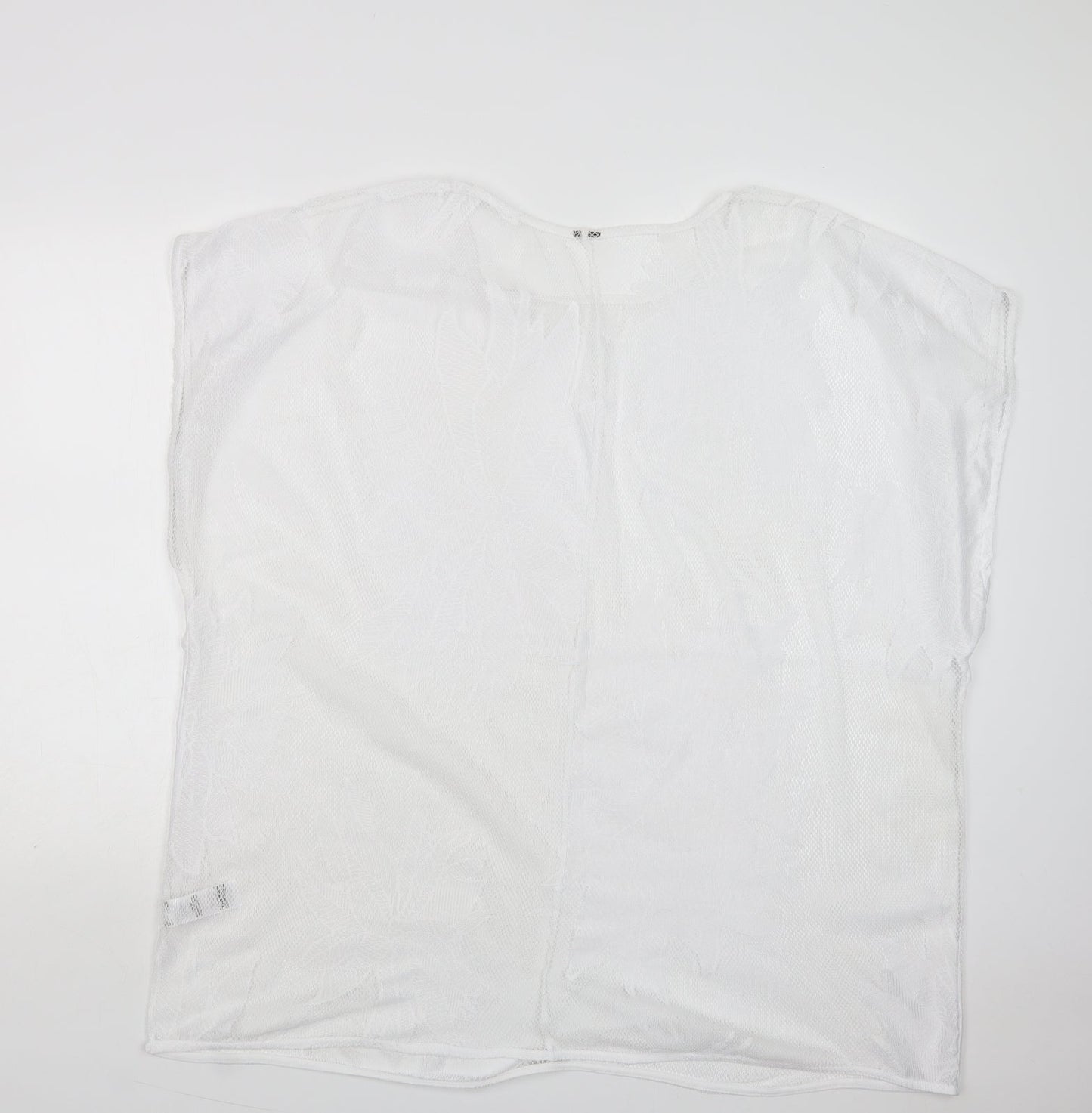 F&F Womens White Floral Polyester Basic Blouse Size XL Crew Neck