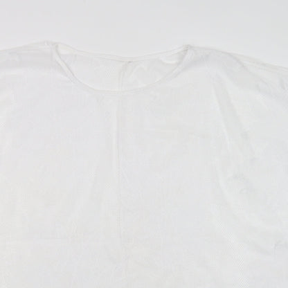 F&F Womens White Floral Polyester Basic Blouse Size XL Crew Neck