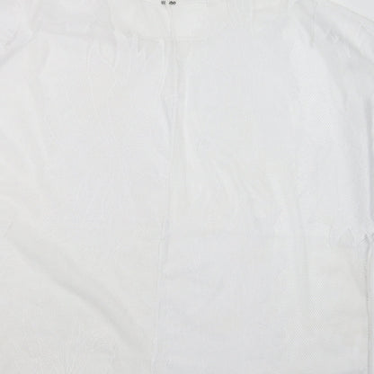 F&F Womens White Floral Polyester Basic Blouse Size XL Crew Neck