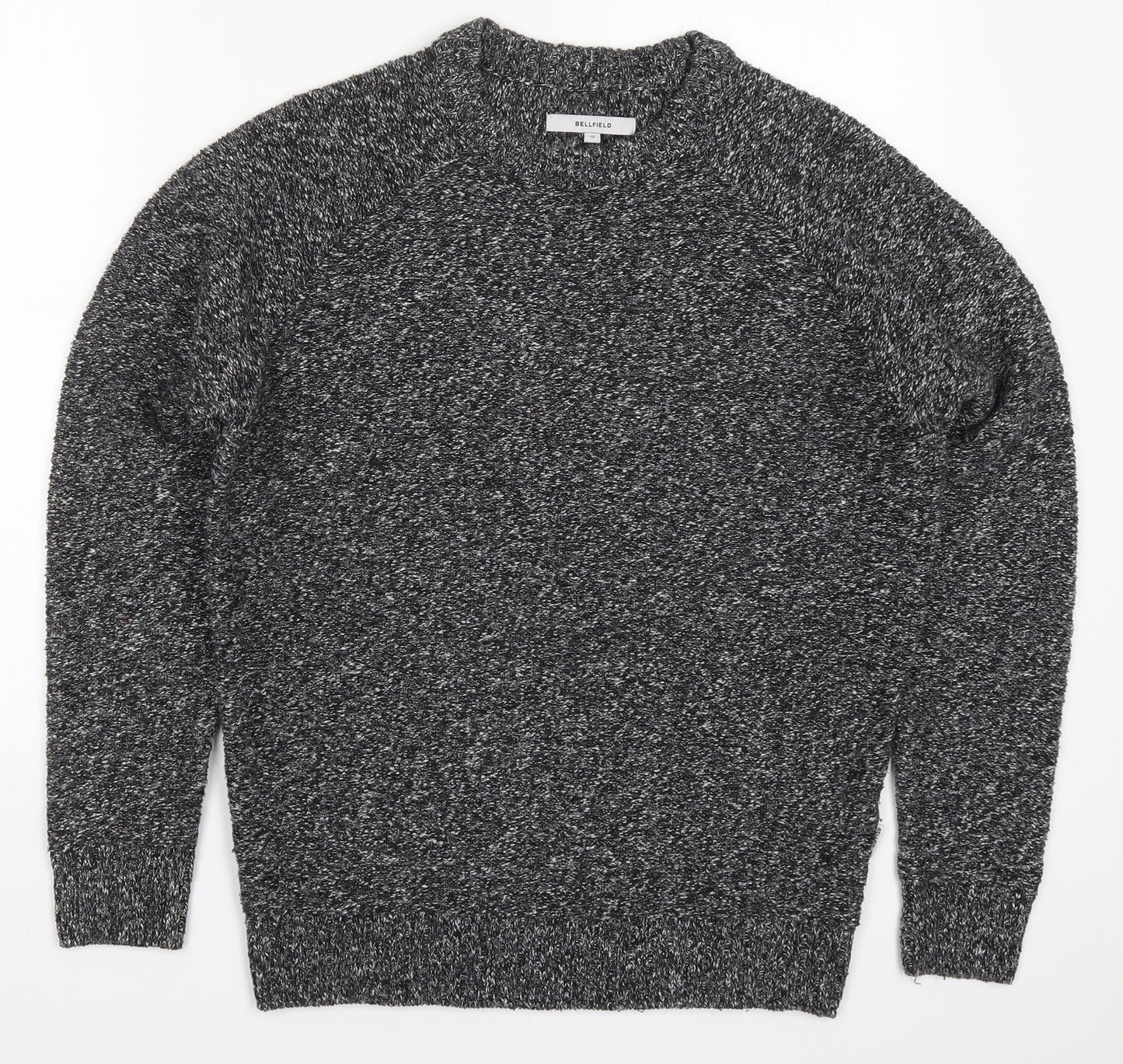 Bellfield Mens Black Round Neck  Nylon Pullover Jumper Size S