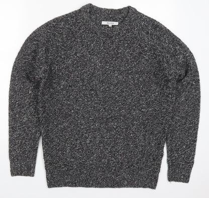 Bellfield Mens Black Round Neck  Nylon Pullover Jumper Size S