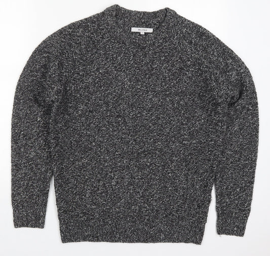 Bellfield Mens Black Round Neck  Nylon Pullover Jumper Size S