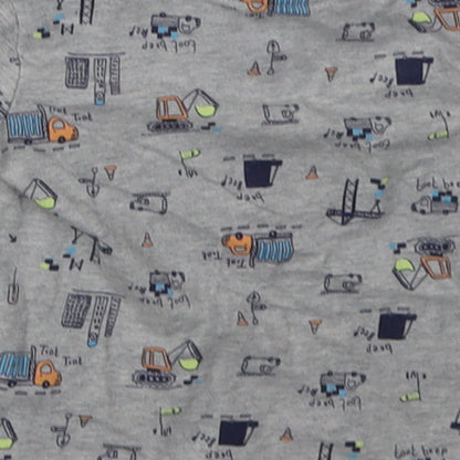 George Boys Grey Geometric Cotton Basic T-Shirt Size 6-9 Months Crew Neck Button - lorry print