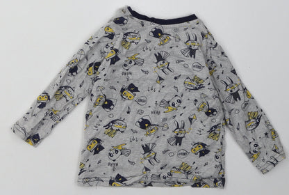George Boys Grey Geometric Cotton Basic Casual Size 12-18 Months Crew Neck Button - Hero