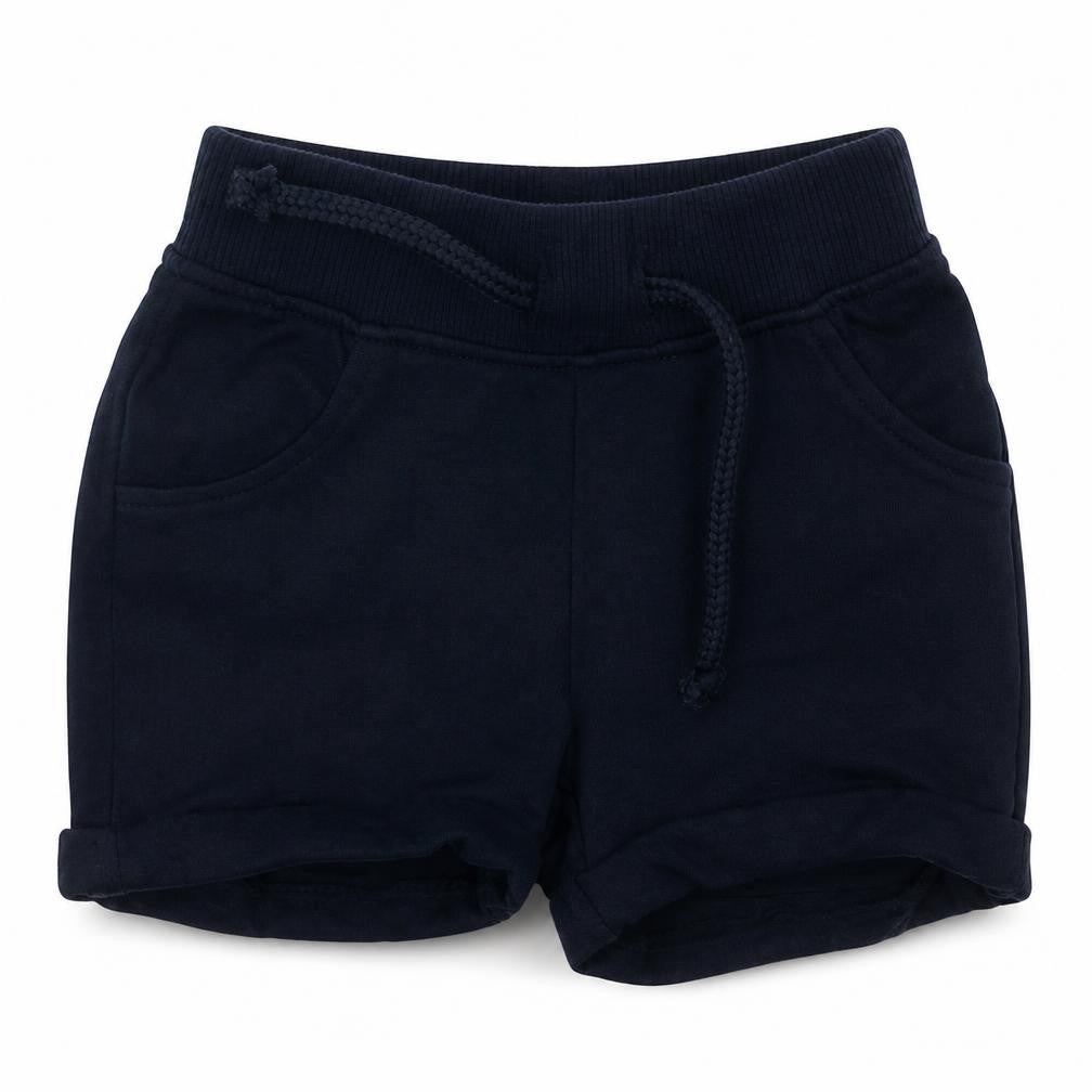 Front view of Primark boys’ blue cotton shorts outfit/set, size 0-3, months tie