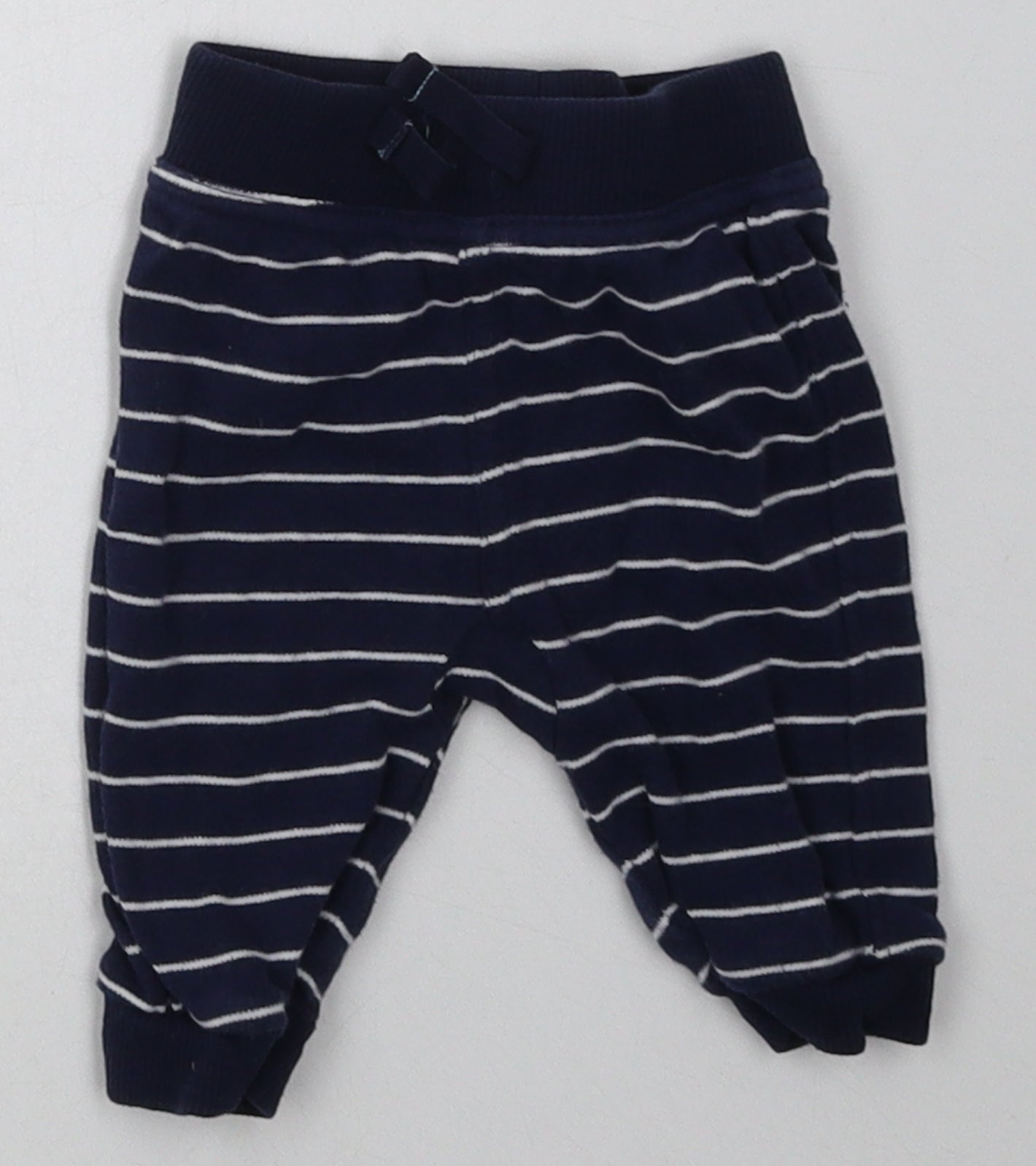 George Boys Blue Striped Cotton Sweatpants Trousers Size 0-3 Months  Tie