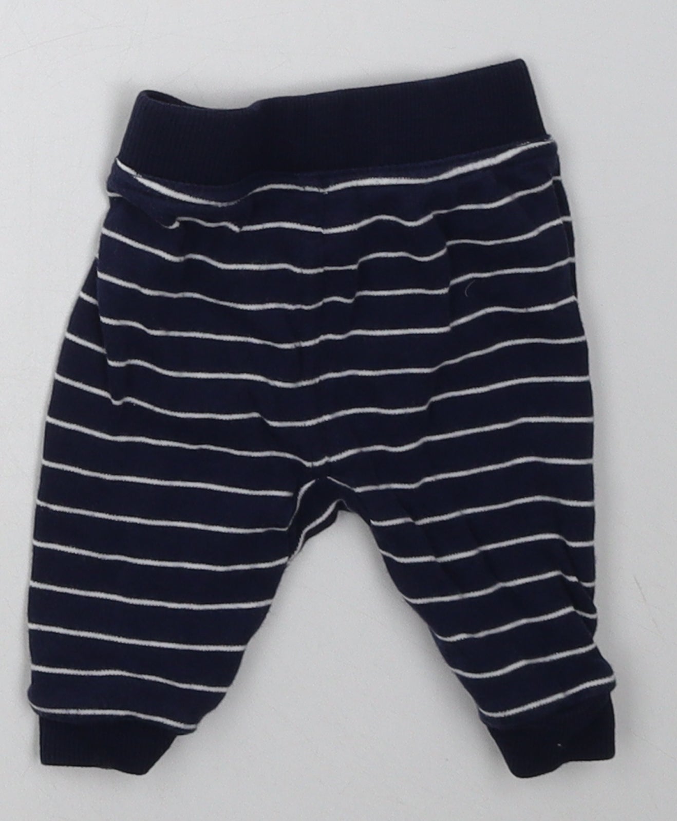 George Boys Blue Striped Cotton Sweatpants Trousers Size 0-3 Months  Tie