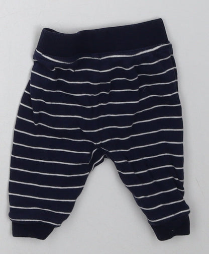 George Boys Blue Striped Cotton Sweatpants Trousers Size 0-3 Months  Tie