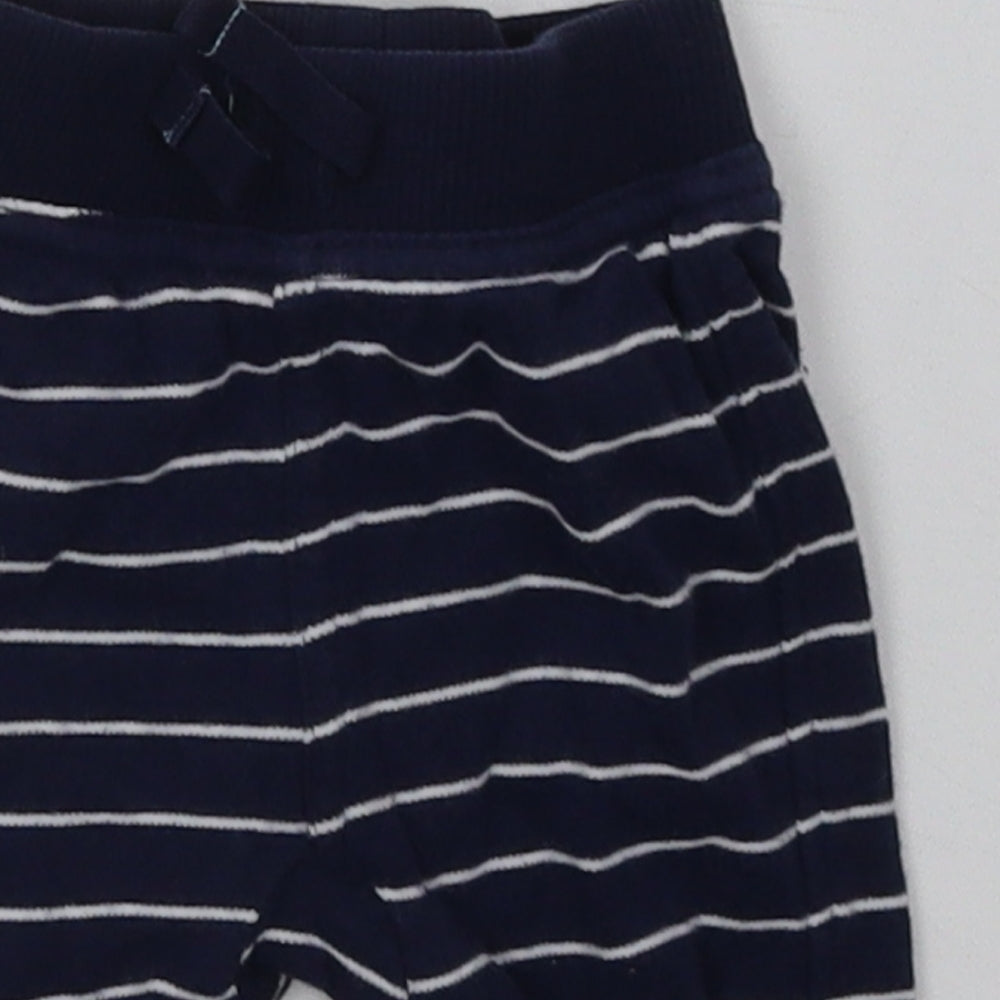 George Boys Blue Striped Cotton Sweatpants Trousers Size 0-3 Months  Tie