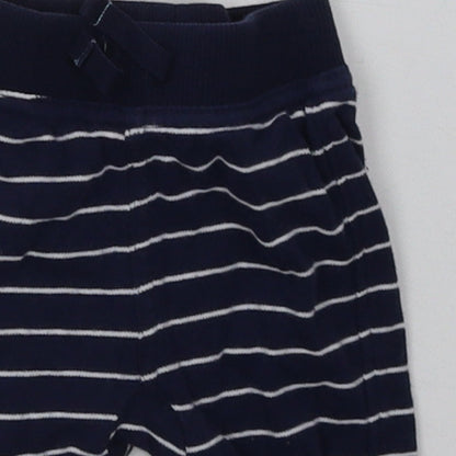 George Boys Blue Striped Cotton Sweatpants Trousers Size 0-3 Months  Tie