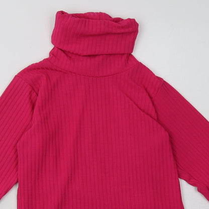 Close-up detail of PRETTYLITTLETHING women’s pink polyester pullover sweatshirt, size UK 14, pullover