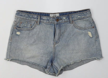 New Look Womens Blue  Cotton Hot Pants Shorts Size 12 L3 in Regular Button