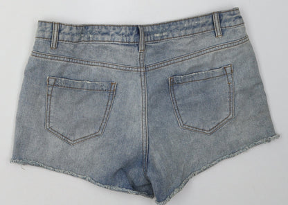 New Look Womens Blue  Cotton Hot Pants Shorts Size 12 L3 in Regular Button