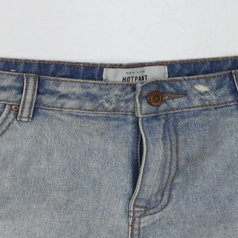 New Look Womens Blue  Cotton Hot Pants Shorts Size 12 L3 in Regular Button