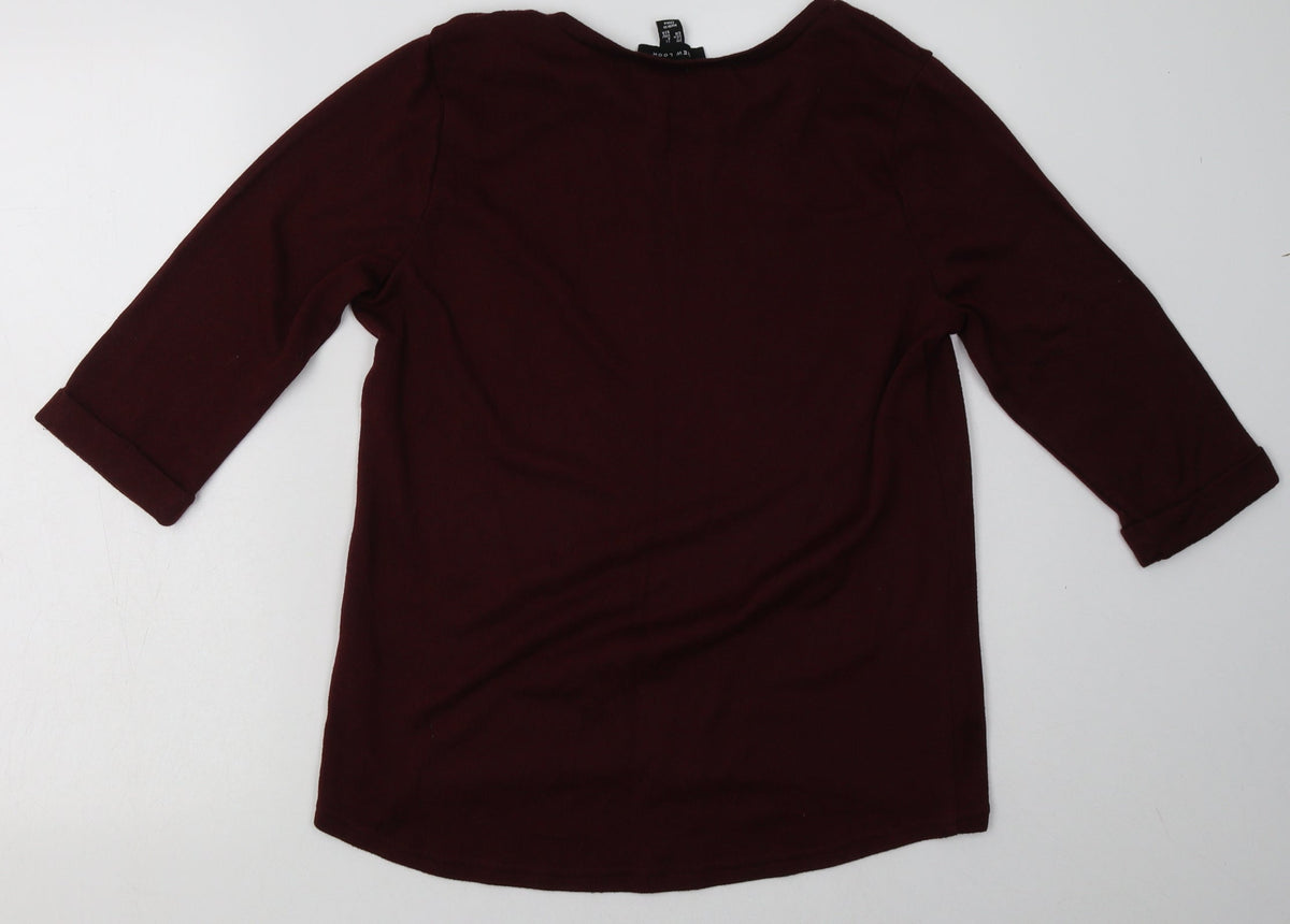 Back view of New Look women’s red polyester pullover sweatshirt, size UK 12, pullover