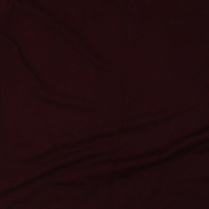 Brand and care label for New Look women’s red polyester pullover sweatshirt, size UK 12, pullover