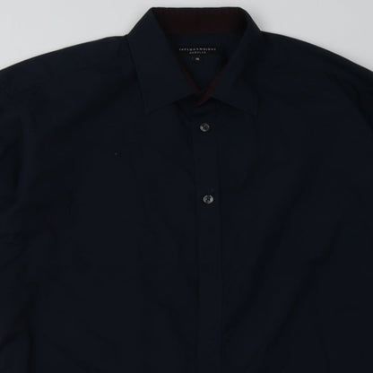 Mens UK Size 15 Matalan Blue  Button-Up Long Sleeve Casual Shirt