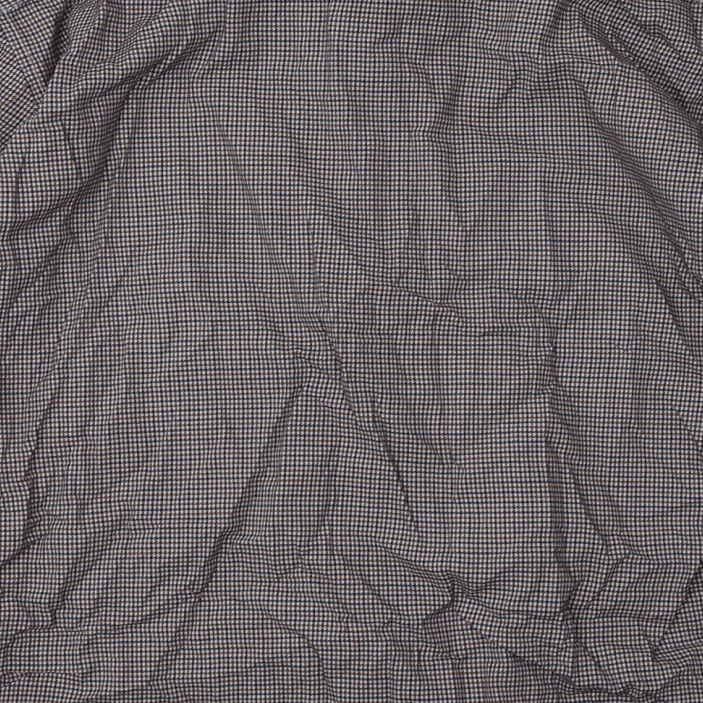 Matalan Mens Brown Check Cotton  Button-Up Size 16 Collared Button