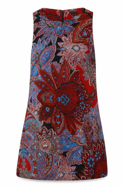 Glamorous Womens Red Geometric Polyester A-Line  Size 6  Crew Neck Zip