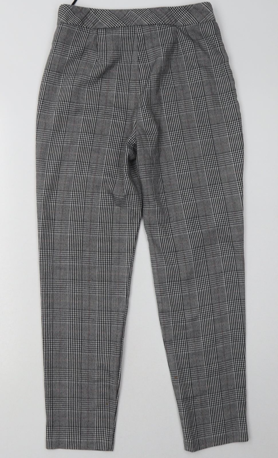 F&F Womens Grey Check Polyester Trousers  Size 6 L28 in Regular Hook & Eye