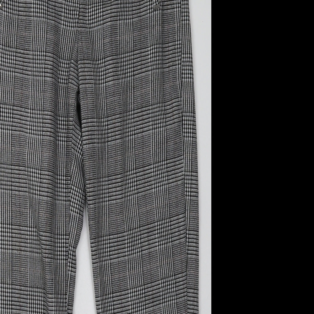 F&F Womens Grey Check Polyester Trousers  Size 6 L28 in Regular Hook & Eye