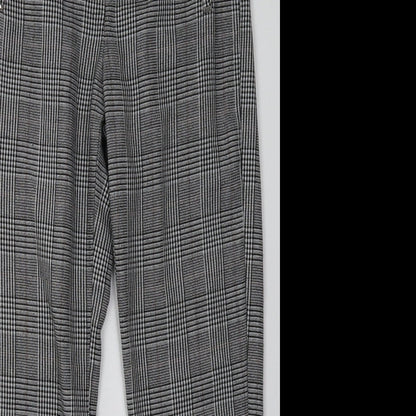 F&F Womens Grey Check Polyester Trousers  Size 6 L28 in Regular Hook & Eye