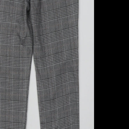 F&F Womens Grey Check Polyester Trousers  Size 6 L28 in Regular Hook & Eye