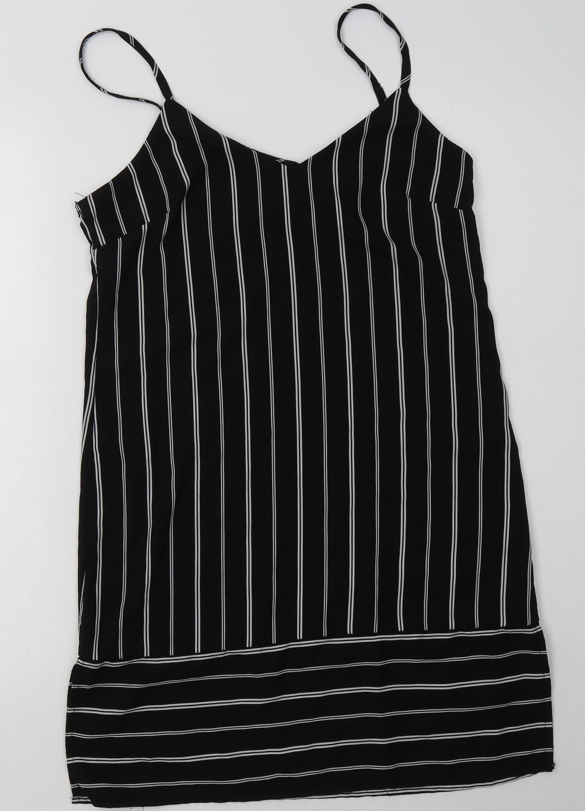 FOREVER 21 Womens Black Striped Polyester A-Line  Size S  V-Neck Pullover