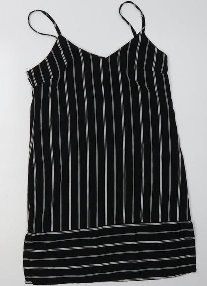 FOREVER 21 Womens Black Striped Polyester A-Line  Size S  V-Neck Pullover