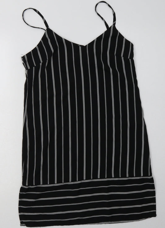 FOREVER 21 Womens Black Striped Polyester A-Line  Size S  V-Neck Pullover