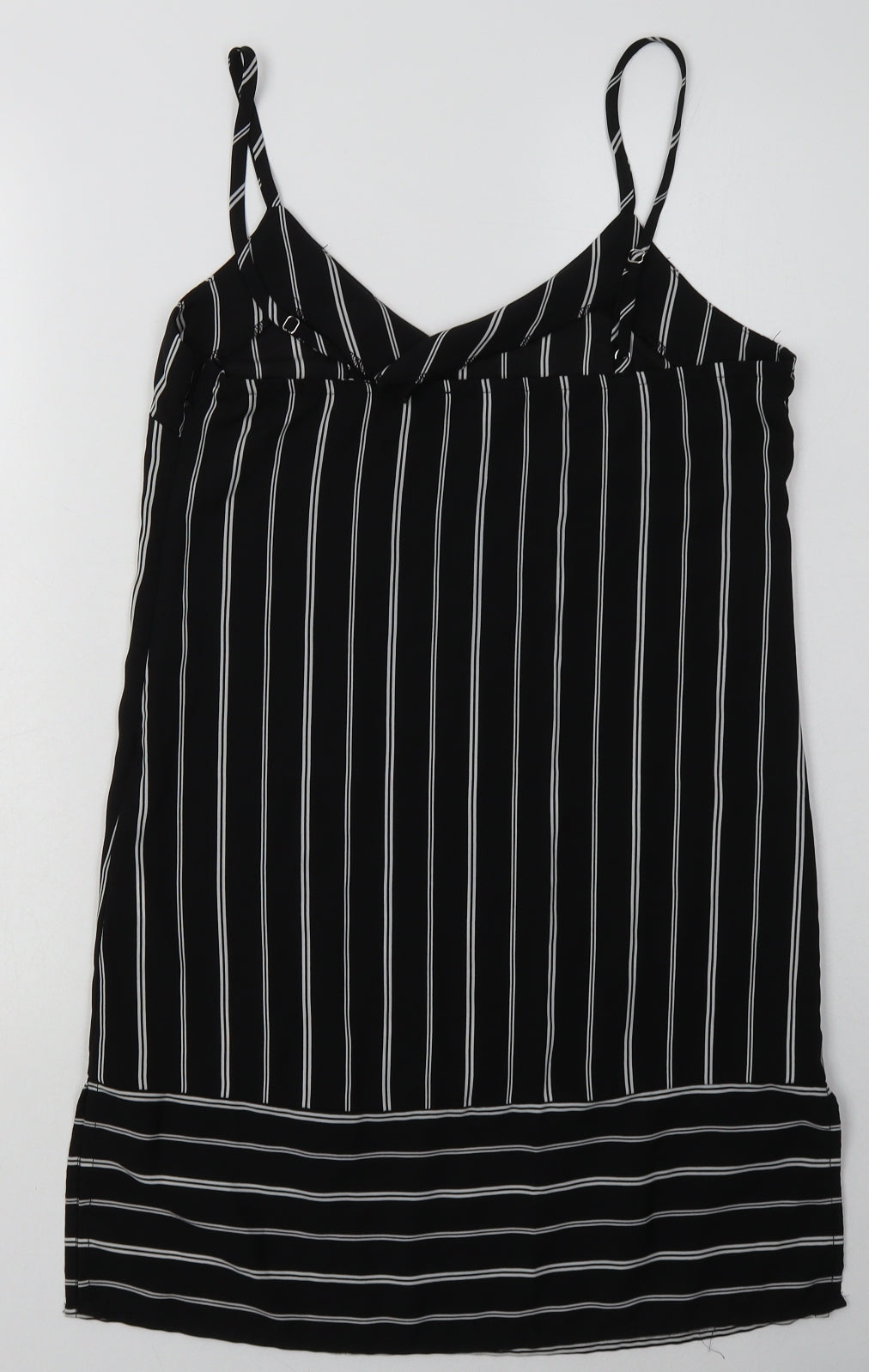 FOREVER 21 Womens Black Striped Polyester A-Line  Size S  V-Neck Pullover