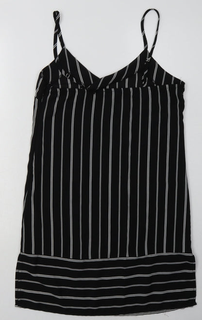 FOREVER 21 Womens Black Striped Polyester A-Line  Size S  V-Neck Pullover