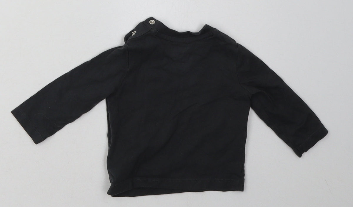 Back view of F&F boys’ grey cotton basic casual, size 0-3, months crew neck pullover - go for it tiger