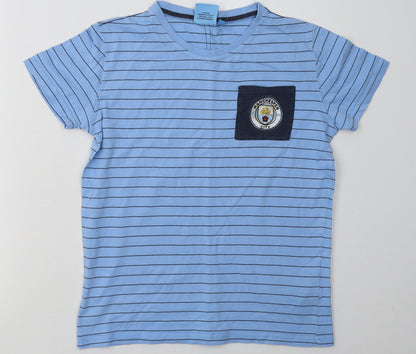 Fanatics Boys Blue Striped Cotton Basic T-Shirt Size 12-13 Years Crew Neck Pullover - Everton FC