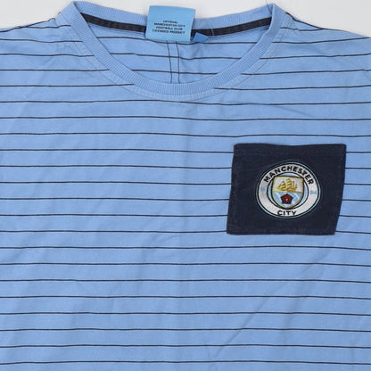 Fanatics Boys Blue Striped Cotton Basic T-Shirt Size 12-13 Years Crew Neck Pullover - Everton FC