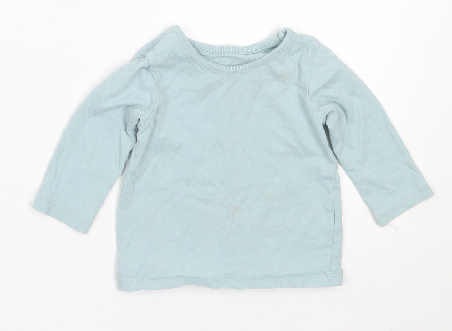 George Girls Blue  Cotton Basic T-Shirt Size 3-6 Months Round Neck