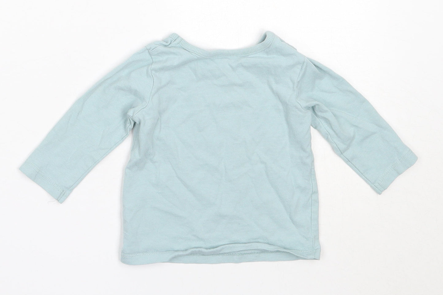 George Girls Blue  Cotton Basic T-Shirt Size 3-6 Months Round Neck