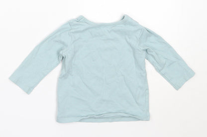 George Girls Blue  Cotton Basic T-Shirt Size 3-6 Months Round Neck